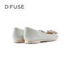 D:FUSE/迪芙斯2023春季新款羊皮方头花形饰扣平底单鞋女DF31111025 商品缩略图9