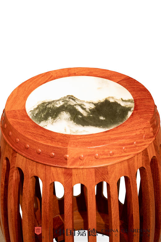 红桥红  家具严选  缅甸花梨（大果紫檀）【48 石面 直棂式鼓凳】 商品图1