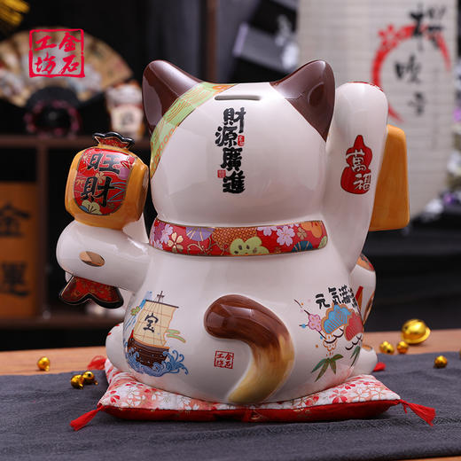 金石工坊福满聚宝盆招财猫大号陶瓷储蓄罐摆件 商品图4