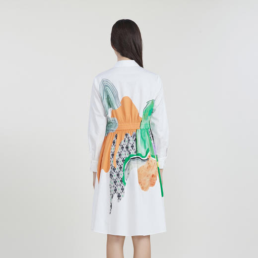 谜底纯棉连衣裙2023春季新款主题印花收腰显瘦中长裙231ML0119 商品图2