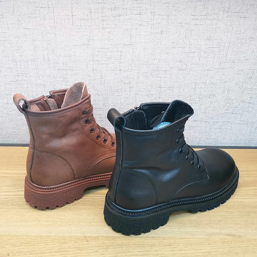 2021秋新款豪行女鞋213X37161时尚厚底中筒马丁靴女士单皮靴正品 商品图4