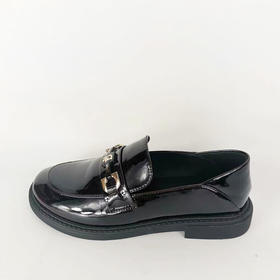 豪行秋季21301695宽松简约休闲浅口女鞋低跟软底漆皮乐福鞋