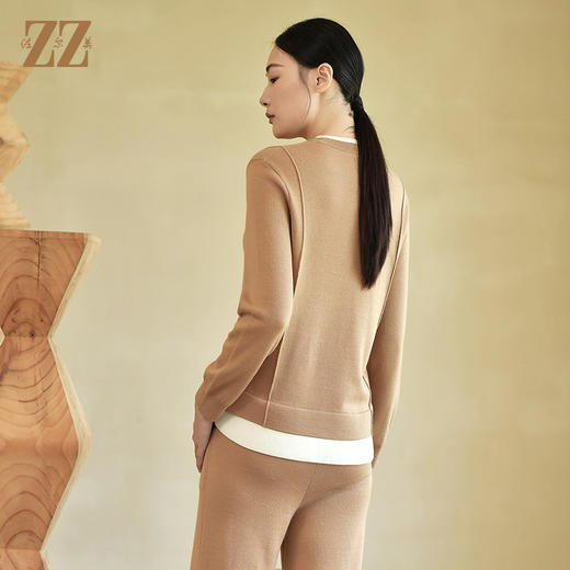 佐尔美冬季新款 气质纯色假两件羊毛衫女E24MS02 商品图4