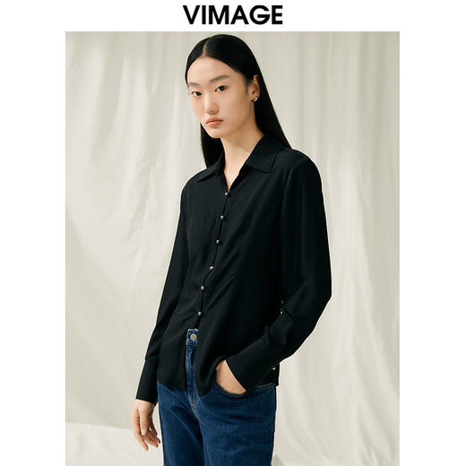 【转款下架】VIMAGE纬漫纪春季新款通勤显瘦百搭衬衫纯色上衣V1909502 商品图2