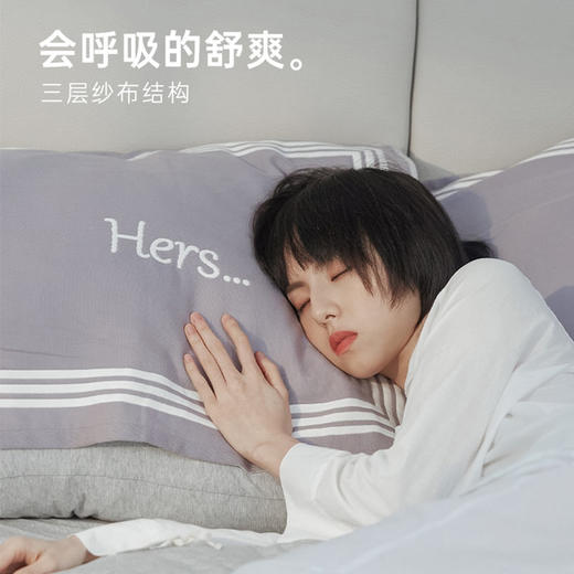 三利枕巾纯棉一对装防螨纱布枕头巾垫巾家用全棉高档2022新款 商品图6