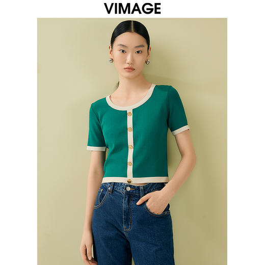 VIMAGE纬漫纪春季新款简约大方针织衫V1901505 商品图0