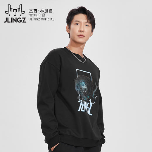 JLINGZ林加德官方产品 | 黑色国潮圆领卫衣潮流保暖时尚百搭休闲 商品图4