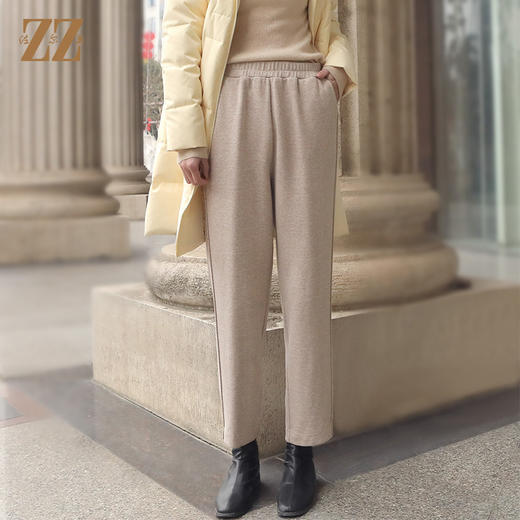 佐尔美冬季新款 气质条纹绵羊毛长裤女E24KC34 商品图0