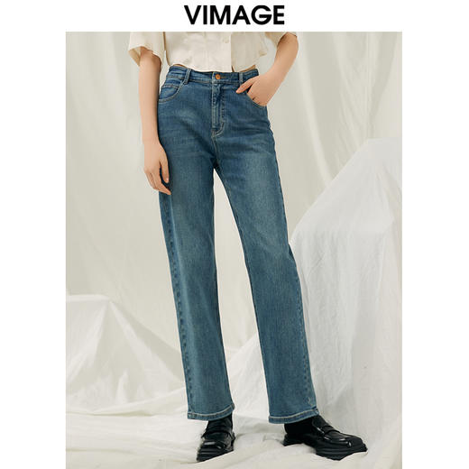 VIMAGE纬漫纪春季新款时尚简约百搭显瘦修身牛仔裤裤子V1905523 商品图3