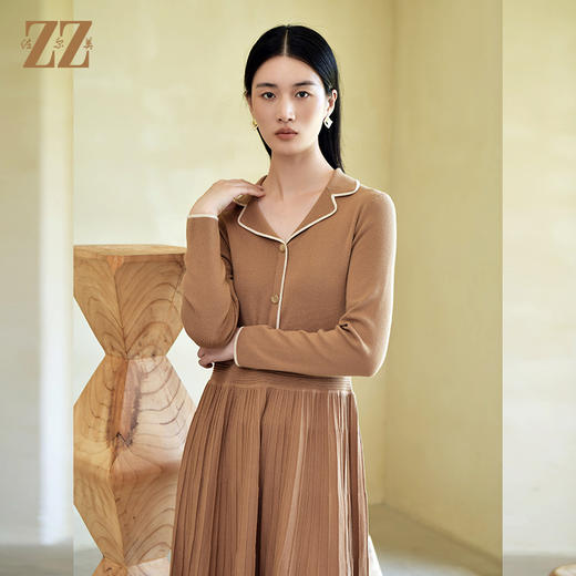 佐尔美冬季新款 纯色百搭气质羊毛连衣裙女E24MS01 商品图3