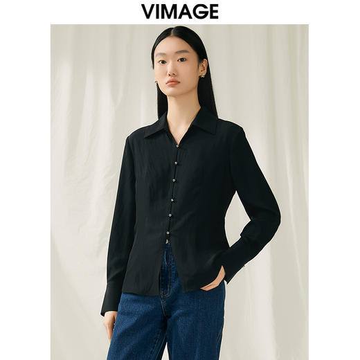【转款下架】VIMAGE纬漫纪春季新款通勤显瘦百搭衬衫纯色上衣V1909502 商品图4