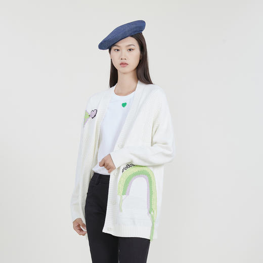 谜底针织衫外套女23春新款慵懒风中长款毛衣针织开衫女231MZ0320 商品图1