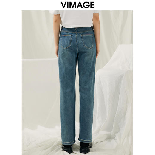 VIMAGE纬漫纪春季新款时尚简约百搭显瘦修身牛仔裤裤子V1905523 商品图4