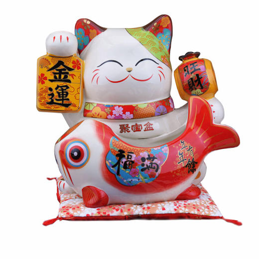 金石工坊福满聚宝盆招财猫大号陶瓷储蓄罐摆件 商品图0