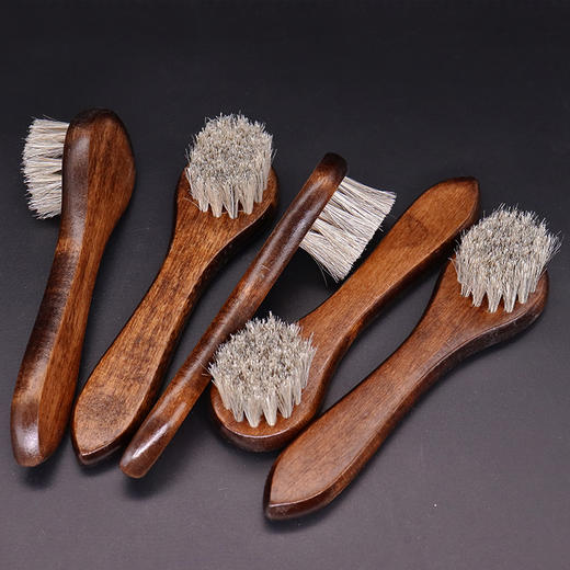 上油刷鞋刷抛光刷子马毛鞋刷擦鞋油清洁马鬃毛刷复古木柄软毛鞋刷 商品图0