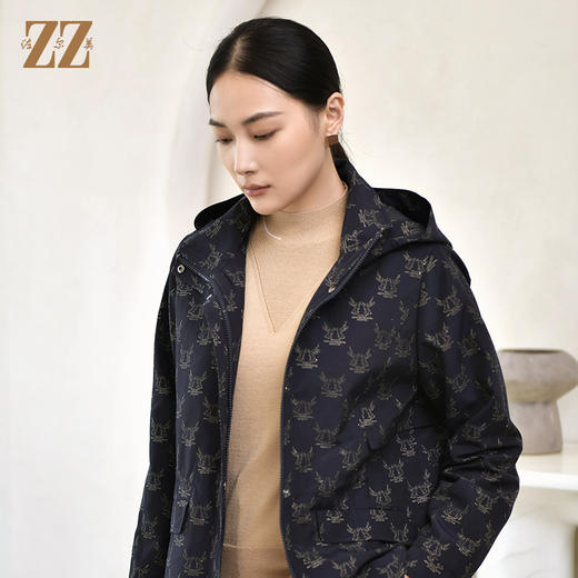 佐尔美2022冬季新款 经典防风印花两件套松紧腰羽绒服女E24YY11 商品图3