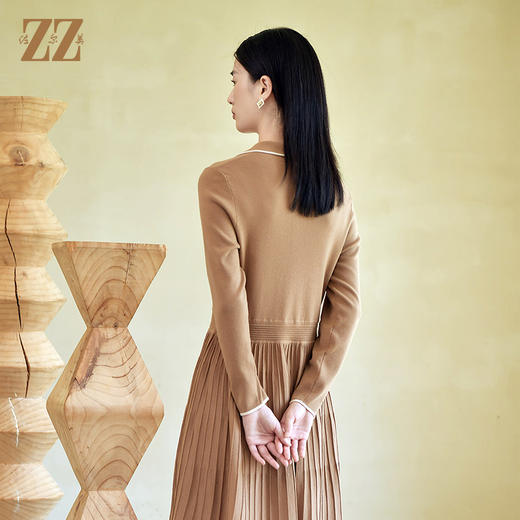 佐尔美冬季新款 纯色百搭气质羊毛连衣裙女E24MS01 商品图4