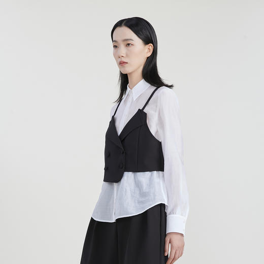 谜底莱赛尔衬衫女2023春新款小众设计胸衣式上衣衬衣女231MC0126 商品图1