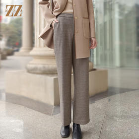 佐尔美2022冬季新款 气质百搭加厚绵羊毛斜纹长裤女E24KC33