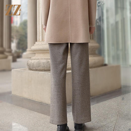 佐尔美2022冬季新款 气质百搭加厚绵羊毛斜纹长裤女E24KC33 商品图1
