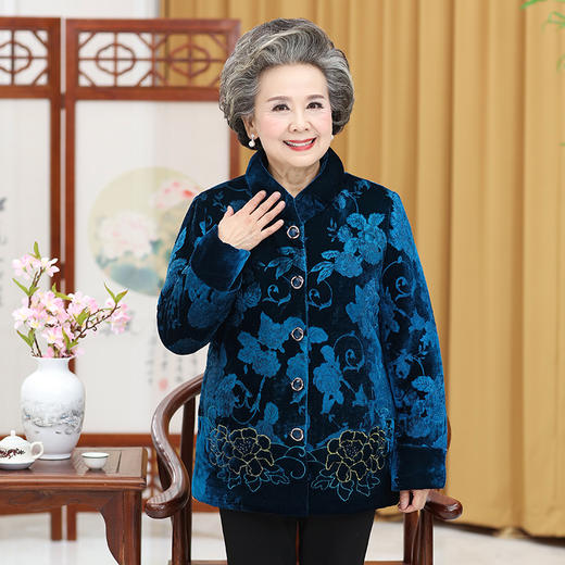老人加厚60-70-80岁奶奶装，外套金丝绒棉衣TYWF-911 商品图6