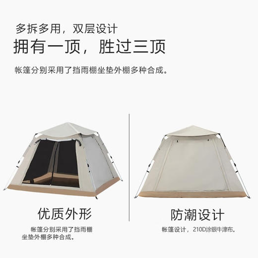 （分多包裹）何大屋四面露营帐篷+何大屋蟹霸霸野餐垫HDW1806+桌椅五件套【KGCJ8.9】 商品图2