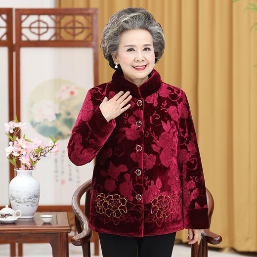 老人加厚60-70-80岁奶奶装，外套金丝绒棉衣TYWF-911 商品图4