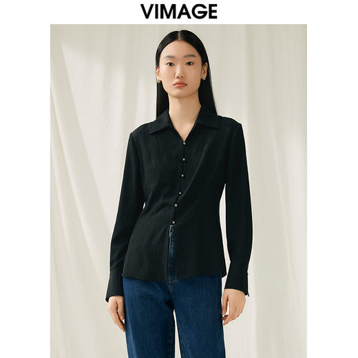 【转款下架】VIMAGE纬漫纪春季新款通勤显瘦百搭衬衫纯色上衣V1909502 商品图5
