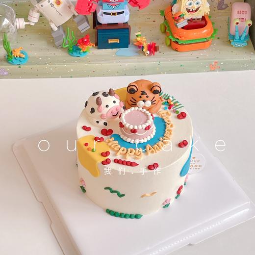 油画风/立体小动物熊兔狗kitty情侣卡通蛋糕-低糖处理无添加 商品图5