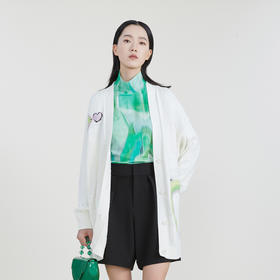 谜底针织衫外套女23春新款慵懒风中长款毛衣针织开衫女231MZ0320