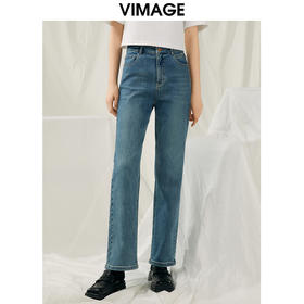 VIMAGE纬漫纪春季新款时尚简约百搭显瘦修身牛仔裤裤子V1905523
