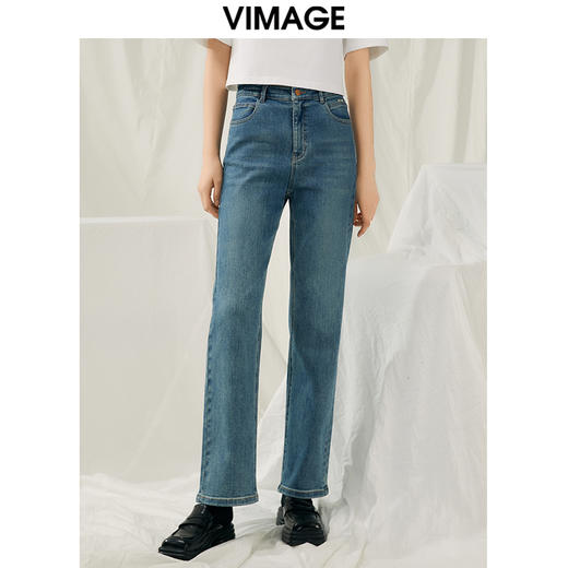 VIMAGE纬漫纪春季新款时尚简约百搭显瘦修身牛仔裤裤子V1905523 商品图0