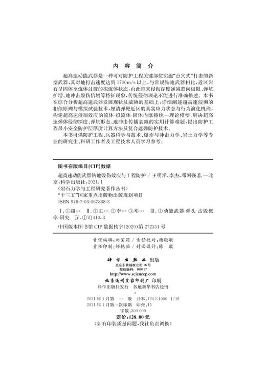 超高速动能武器钻地毁伤效应与工程防护/王明洋 李杰 邓国强 商品图2