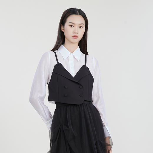 谜底莱赛尔衬衫女2023春新款小众设计胸衣式上衣衬衣女231MC0126 商品图3