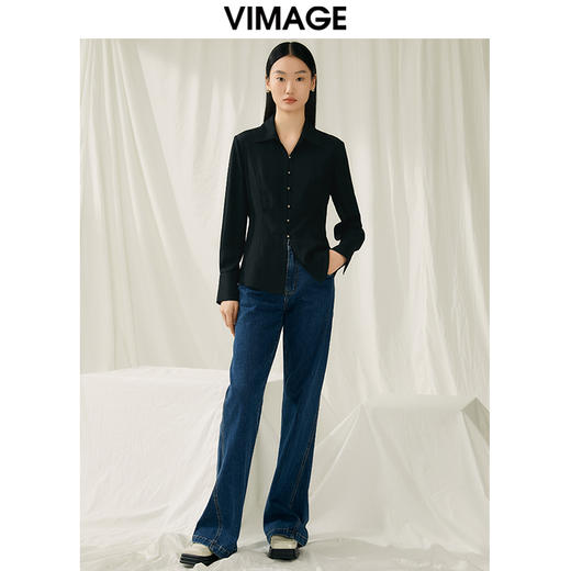 【转款下架】VIMAGE纬漫纪春季新款通勤显瘦百搭衬衫纯色上衣V1909502 商品图1