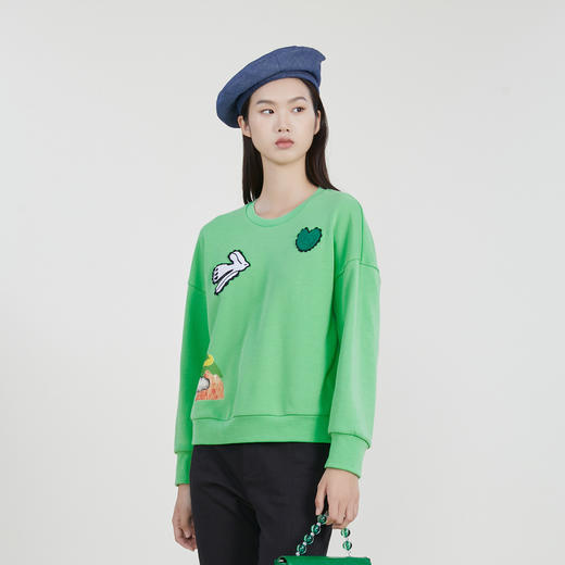 谜底套头卫衣女2023春新款趣味图案爱心绣花圆领上衣女231MV0123 商品图1