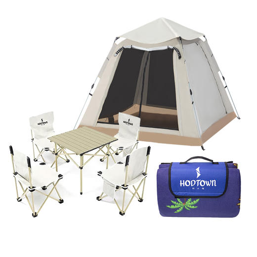 （分多包裹）何大屋四面露营帐篷+何大屋蟹霸霸野餐垫HDW1806+桌椅五件套【KGCJ8.9】 商品图0