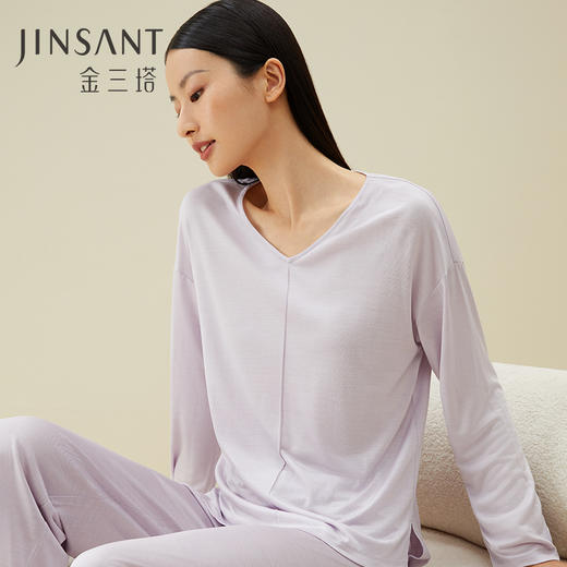 金三塔100%桑蚕丝女士真丝针织舒适裸感家居服真丝睡衣新品  YZFDA701（限价款） 商品图2