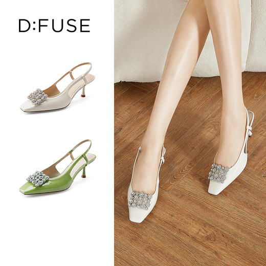 D:FUSE/迪芙斯春季新款漆皮方头花形饰扣中后空单鞋DF31114008 商品图0