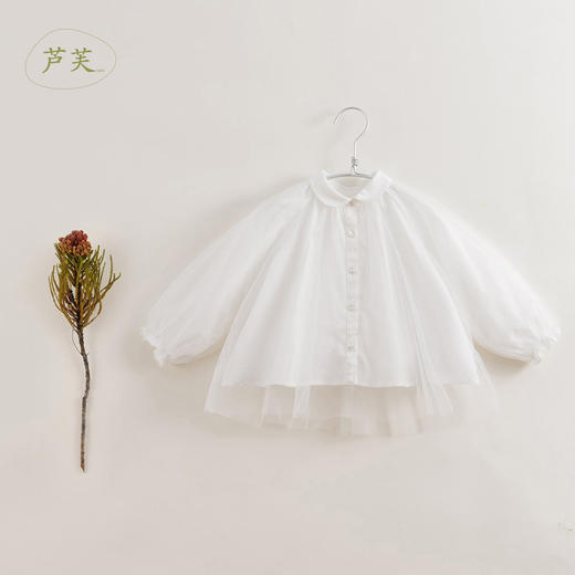 【马克珍妮 芦芙】春装新款 网纱拼接纯棉宽松衬衫230151 商品图3