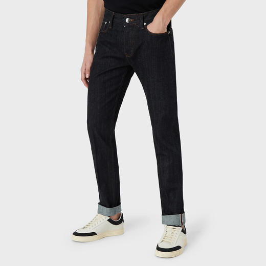 EMPORIO ARMANI 阿玛尼 男士修身深蓝色镶边舒适牛仔裤 蓝色 6L1J75 1DJMZ 0941 商品图1