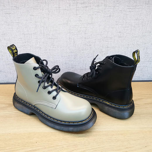 豪行新款冬季21441031马丁靴女英伦风加绒女靴ins潮流真皮靴子 商品图2