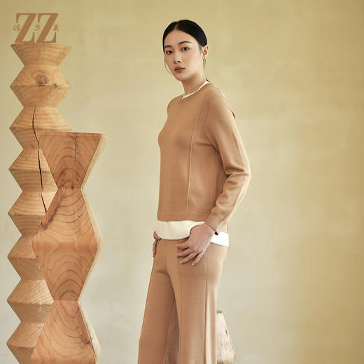 佐尔美冬季新款 气质纯色假两件羊毛衫女E24MS02 商品图1