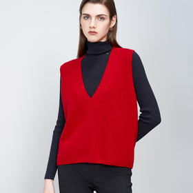 【V领针织无袖背心】羊绒世家秋冬新品女士100%山羊绒套头针织毛衣