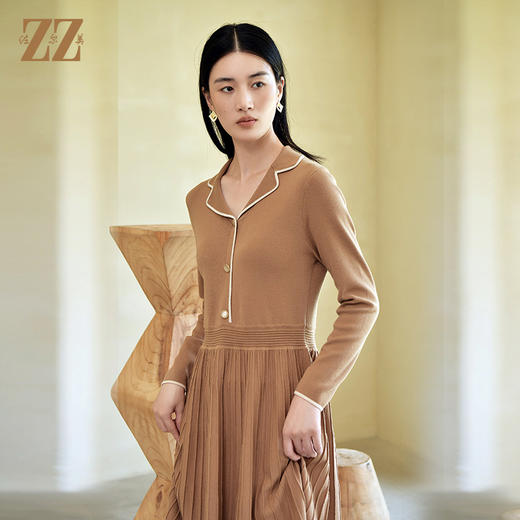 佐尔美冬季新款 纯色百搭气质羊毛连衣裙女E24MS01 商品图2