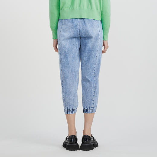 谜底休闲牛仔裤女23春季新款简约洗水怀旧束脚九分裤女231MK0029 商品图2