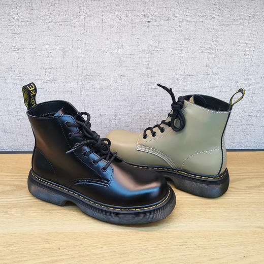 豪行新款冬季21441031马丁靴女英伦风加绒女靴ins潮流真皮靴子 商品图3