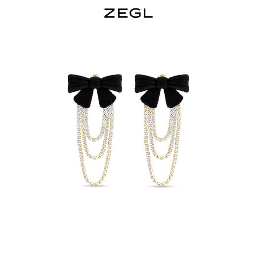 ZEGL红色丝绒蝴蝶结耳环女小众设计感高级流苏耳钉秋冬新年耳饰品 商品图1