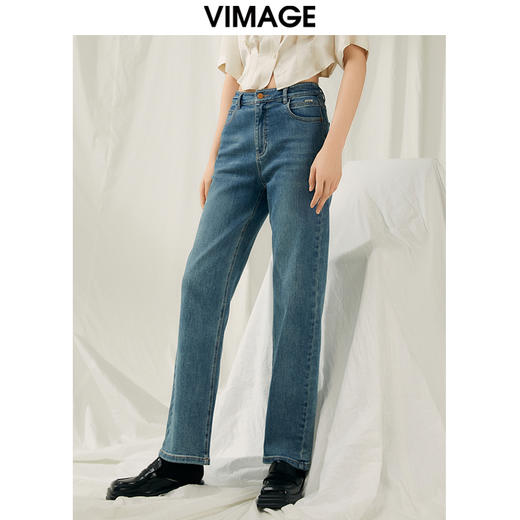 VIMAGE纬漫纪春季新款时尚简约百搭显瘦修身牛仔裤裤子V1905523 商品图5
