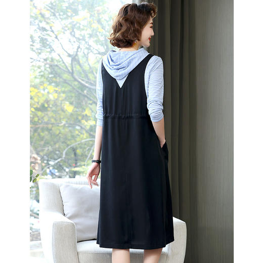 2023年春季连帽假两件条纹舒适高腰显瘦潮流简约时尚HR-WL10029 商品图1